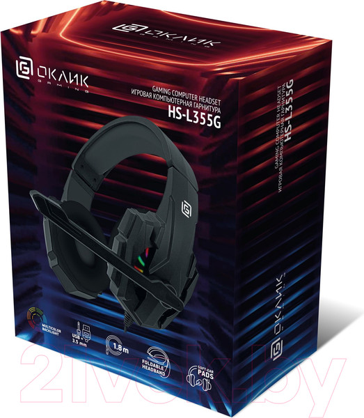 Изображение товара Наушники-гарнитура Оклик HS-L355G (черный)