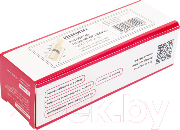 Изображение товара Цилиндровый механизм замка Аллюр HD FG 80-5К BP 40x40G (латунь)