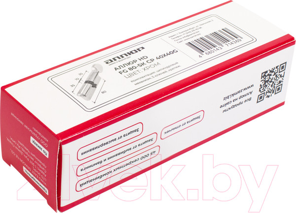 Изображение товара Цилиндровый механизм замка Аллюр HD FG 80-5К CP 40x40G (хром)