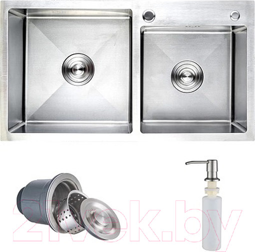 Изображение товара Мойка кухонная AKS Прямоугольная 78x43 правая (сатин)