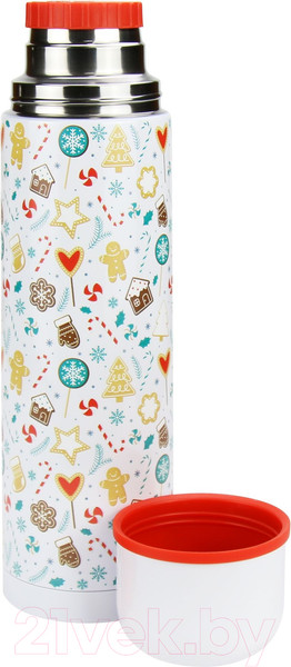 Изображение товара Термос для напитков StarWind New Year 11-1000 (белый/рисунок)