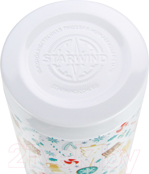 Изображение товара Термос для напитков StarWind New Year 11-1000 (белый/рисунок)