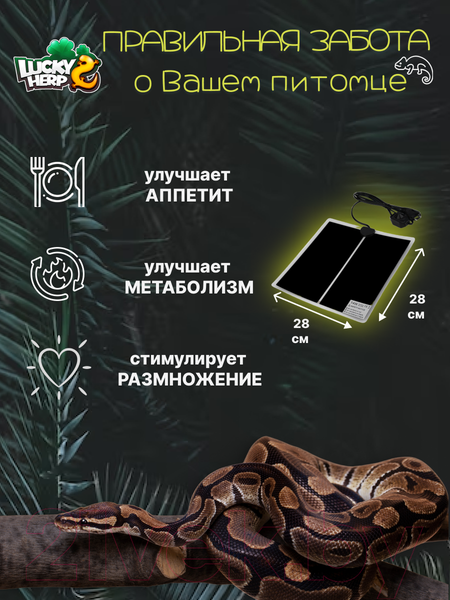 Изображение товара Термоковрик для террариума Lucky Herp 14Вт 28x28