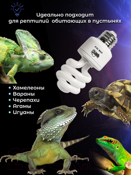 Изображение товара Лампа для террариума Lucky Herp Reptile UVB Compact Fluorescent Lamp 13W UVB 10.0 / 004