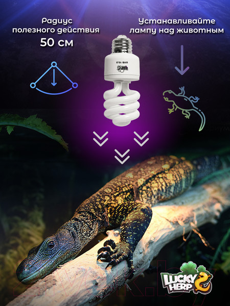 Изображение товара Лампа для террариума Lucky Herp Reptile UVB Compact Fluorescent Lamp 13W UVB 10.0 / 004