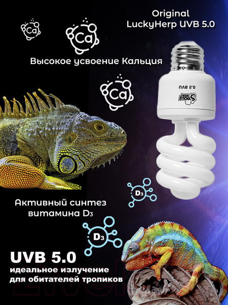 Изображение товара Лампа для террариума Lucky Herp Reptile UVB Compact Fluorescent Lamp 13W UVB 5.0 / 003