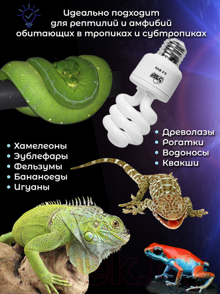 Изображение товара Лампа для террариума Lucky Herp Reptile UVB Compact Fluorescent Lamp 13W UVB 5.0 / 003