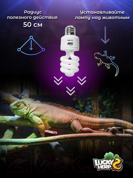 Изображение товара Лампа для террариума Lucky Herp Reptile UVB Compact Fluorescent Lamp 13W UVB 5.0 / 003