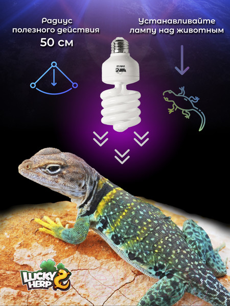 Изображение товара Лампа для террариума Lucky Herp Reptile UVB Compact Fluorescent Lamp 26W UVB 15.0 / 007
