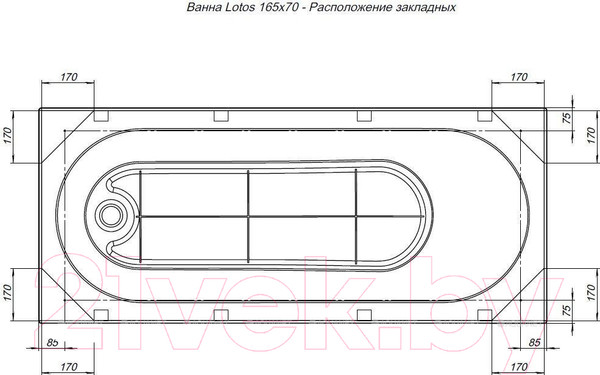 Изображение товара Ванна акриловая Aquanet Lotos 165x70
