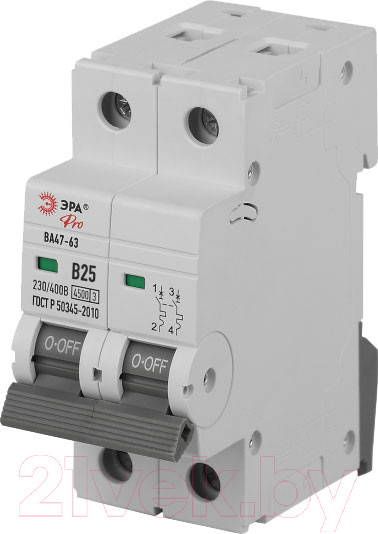 Изображение товара Выключатель автоматический ЭРА Pro VA63-2P25B4.5 ВА47-63 2P 25А / Б0059381