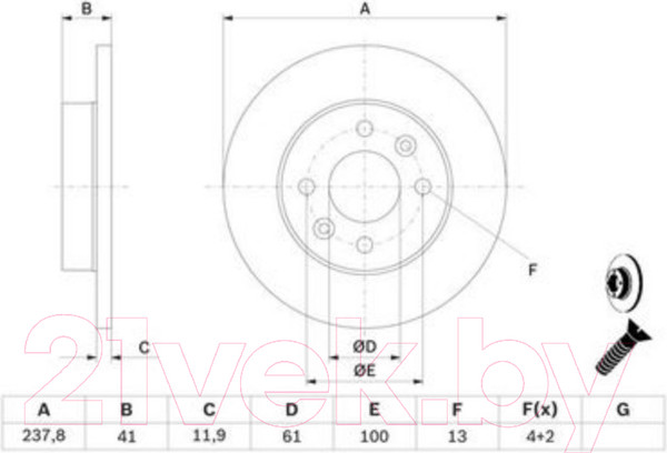 Изображение товара Тормозной диск Bosch 0986478105