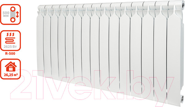 Изображение товара Радиатор биметаллический BiLux Plus R500 (15 секций)