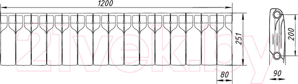 Изображение товара Радиатор биметаллический BiLux Plus R200 (15 секций)