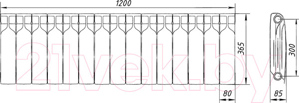 Изображение товара Радиатор биметаллический BiLux Plus R300 (15 секций)