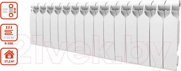 Изображение товара Радиатор биметаллический BiLux Plus R300 (15 секций)