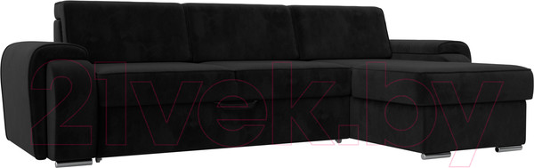 Изображение товара Диван угловой Лига Диванов Лига-025 правый / 119241 (велюр черный)