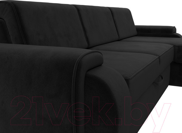Изображение товара Диван угловой Лига Диванов Лига-025 правый / 119241 (велюр черный)