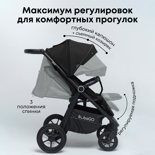 Изображение товара Детская прогулочная коляска Bubago Model Bass / BG 130-4 (черный)