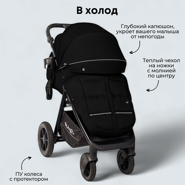 Изображение товара Детская прогулочная коляска Bubago Model Bass / BG 130-4 (черный)