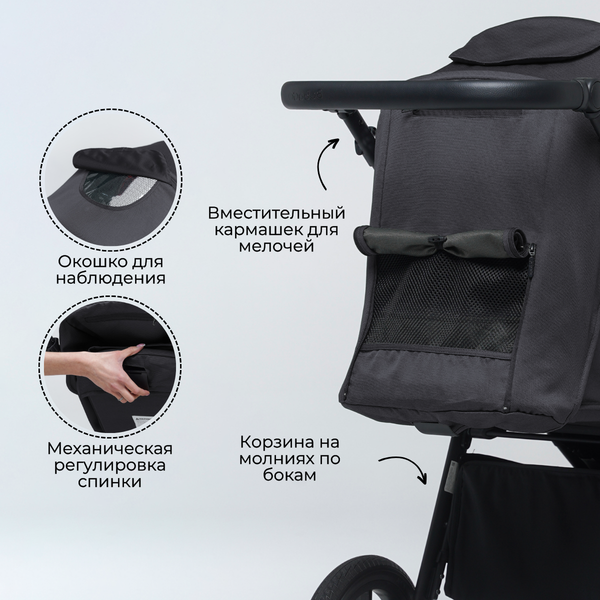 Изображение товара Детская прогулочная коляска Bubago Model Bass / BG 130-5 (темно-серый)