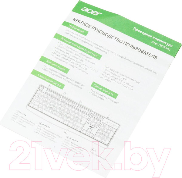 Изображение товара Клавиатура Acer OKW301 / ZL.KBDCC.01A  (черный)