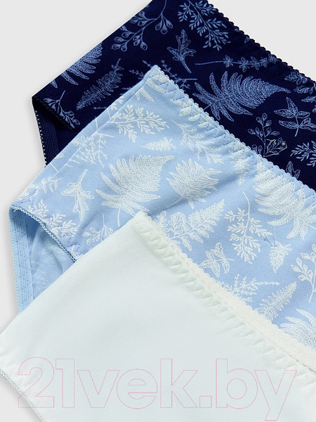 Изображение товара Комплект женских трусов Mark Formelle 412075-3 (р.102, россыпь листиков на голубом)