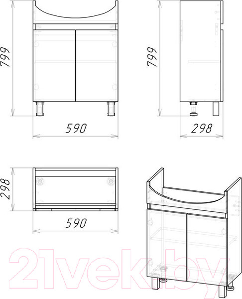 Изображение товара Тумба под умывальник Grossman Поло 60 / 106011-1 (дуб сонома/белый)