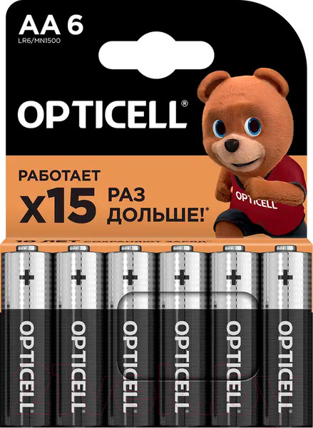 Изображение товара Комплект батареек Opticell Basic AA (6шт)