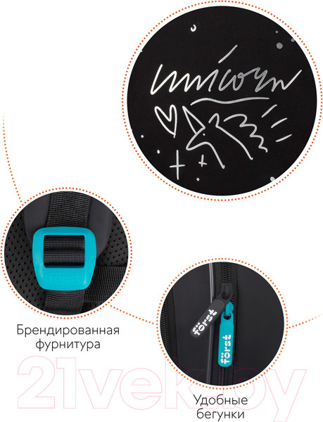 Изображение товара Школьный рюкзак Forst F-Cute. Unicorn / FT-RS-102403