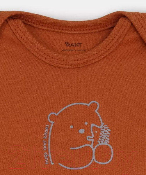 Изображение товара Боди для малышей Rant Hugs And Kisses с коротким рукавом / 6274/1-62  (Friends Brown, р.62)