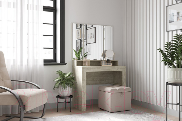 Изображение товара Туалетный столик с зеркалом Мебельград Соренто (дуб бонифаций/дуб бонифаций)