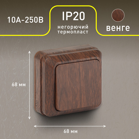 Изображение товара Выключатель INTRO Quadro 2-101-10  / Б0053737 (венге)