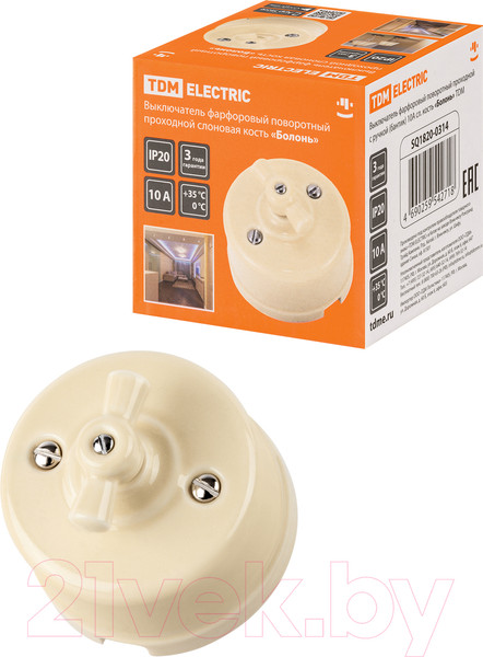 Изображение товара Выключатель TDM Болонь SQ1820-0314 (слоновая кость)