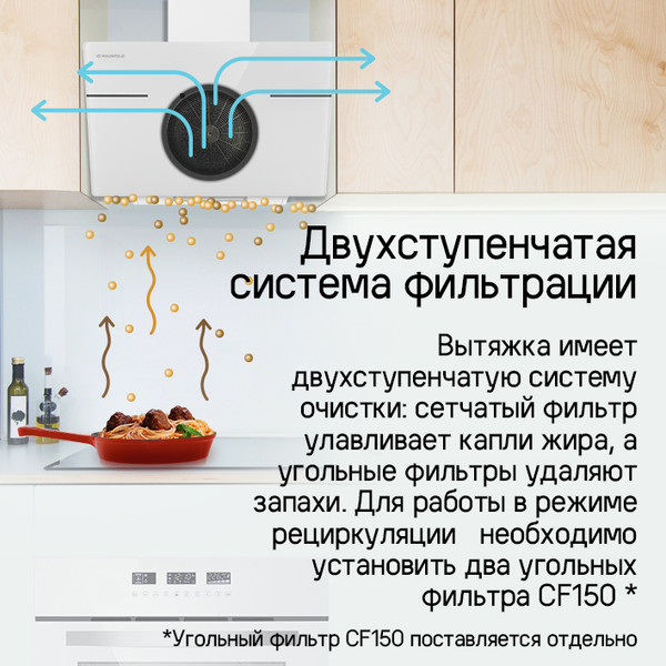Изображение товара Вытяжка наклонная Maunfeld Astro 50 (белое стекло)