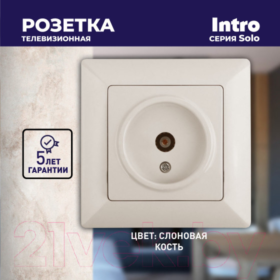 Изображение товара Розетка INTRO Solo 4-301-02 / Б0043369 (слоновая кость)