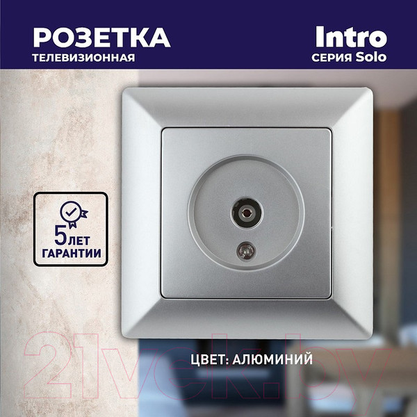 Изображение товара Розетка INTRO Solo 4-301-03 / Б0043370 (алюминий)