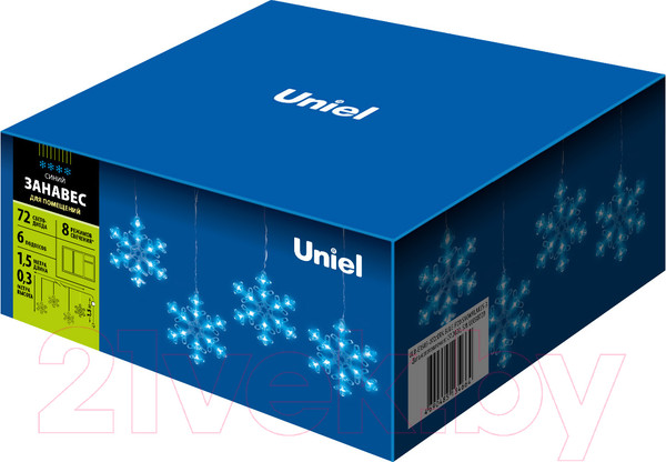 Изображение товара Светодиодная бахрома Uniel ULD-E1503-072/DTA BLUE IP20 SNOWFLAKES-3 / UL-00007336