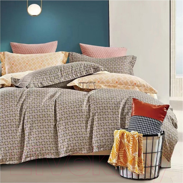 Изображение товара Комплект постельного белья Alleri Перкаль Elite 2сп с европростыней / Пер-114