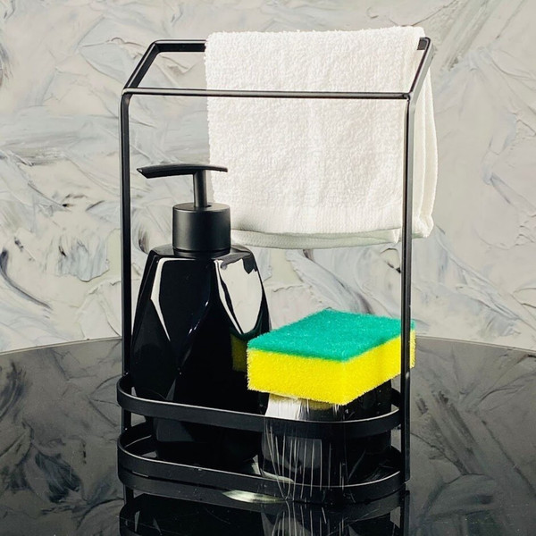 Изображение товара Дозатор моющего средства с губкой Lenardi И салфеткой на подставке 146-016