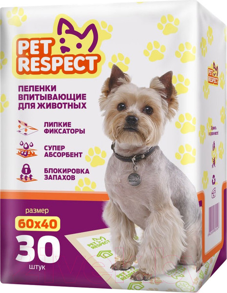 Изображение товара Одноразовая пеленка для животных Pet Respect 60x40 (30шт)