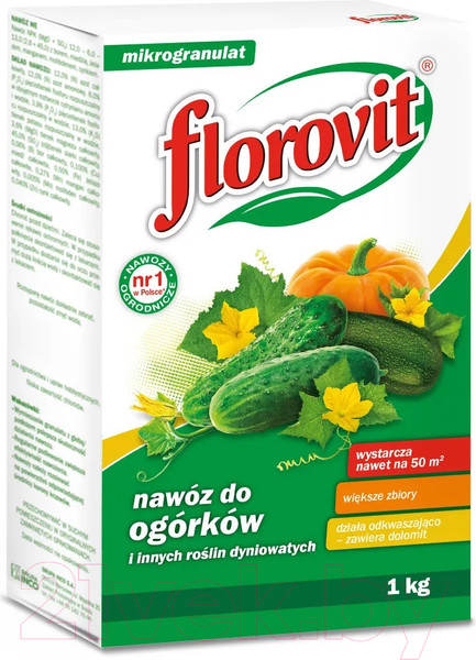 Изображение товара Удобрение Florovit Для огурцов и других тыквенных растений гранулированное (1кг)