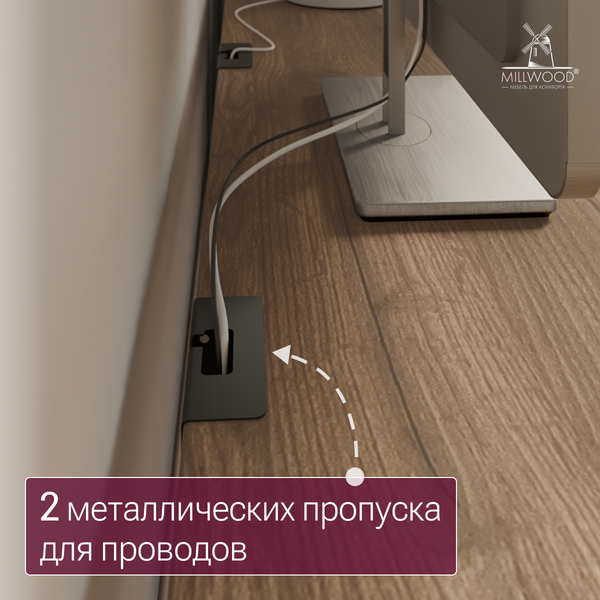 Изображение товара Компьютерный стол Millwood Каир 2 с вырезом 160x80x74.2 (дуб табачный Craft/металл черный)