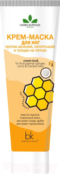 Изображение товара Крем для ног BelKosmex Herbs Intense Против мозолей, натоптышей и трещин на пятках (70г)