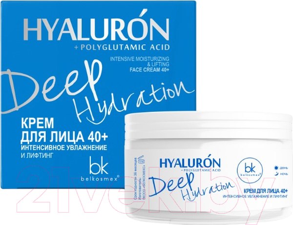 Изображение товара Крем для лица BelKosmex Hyaluron Deep Hydration Интенсивное увлажнение и лифтинг 40+ (48г)