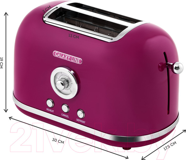Изображение товара Тостер Galaxy Line GL 2916 (малиновый джем)