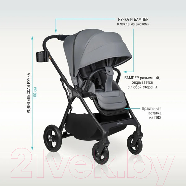 Изображение товара Детская прогулочная коляска Aimile Aster / AS-003 (серый)