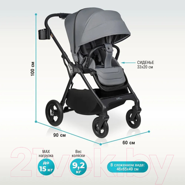 Изображение товара Детская прогулочная коляска Aimile Aster / AS-003 (серый)