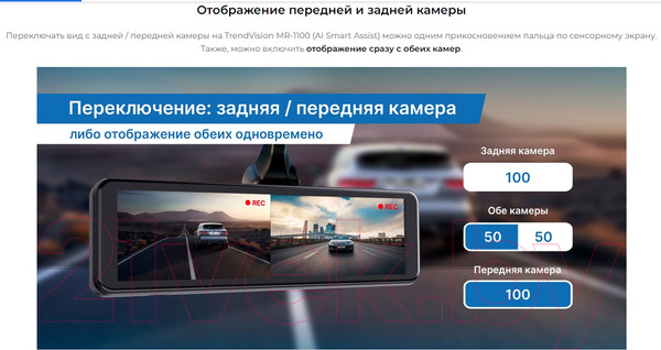 Изображение товара Видеорегистратор-зеркало TrendVision MR-1100 (черный)