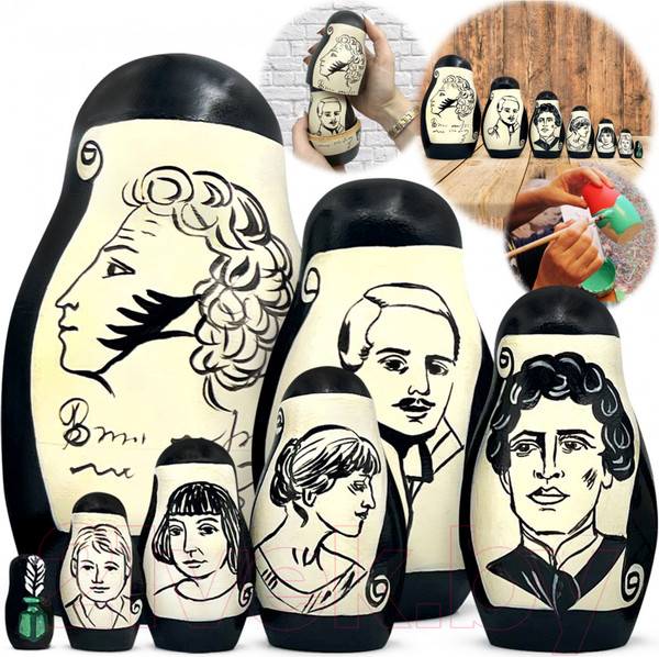 Изображение товара Матрешка сувенирная Брестская Фабрика Сувениров С изображением русских поэтов / 7348